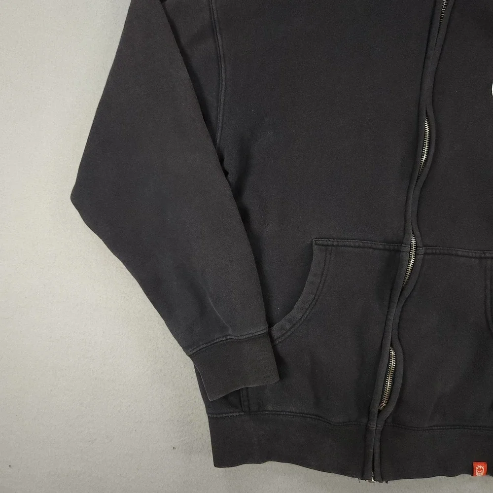Vintage Spitfire Zip Up Hoodie Mens S Black Skate Grunge Y2k Pullover - Picture 10 of 15